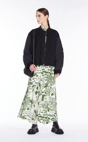 Pantalones Max Mara Flowing In Printed Georgette Verde | MMR593792