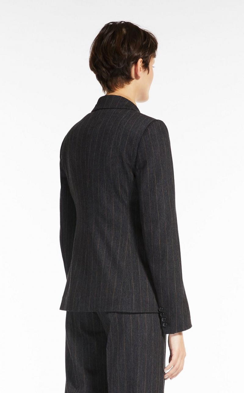 Blazers Max Mara Double-breasted In Pinstriped Jersey Gris Oscuro | MMR594070