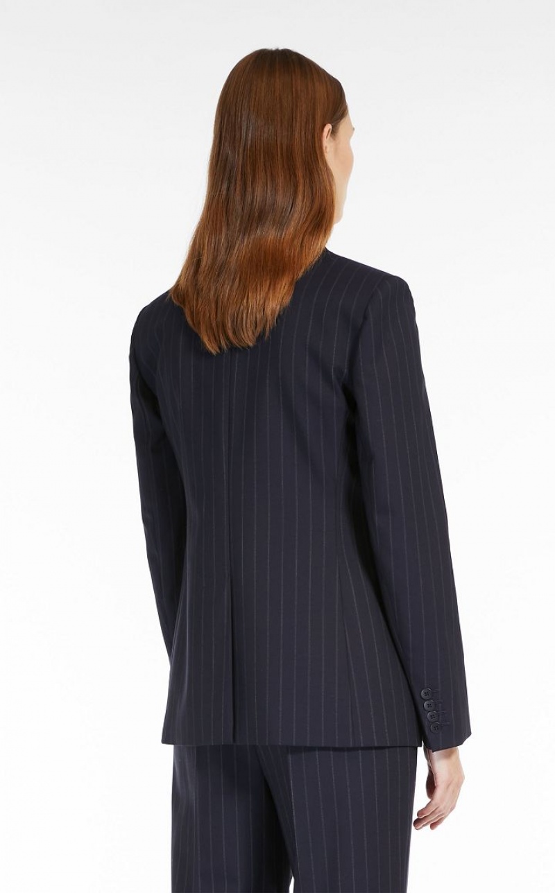 Blazers Max Mara Pinstripe Lana-blend Azul Marino | MMR594069