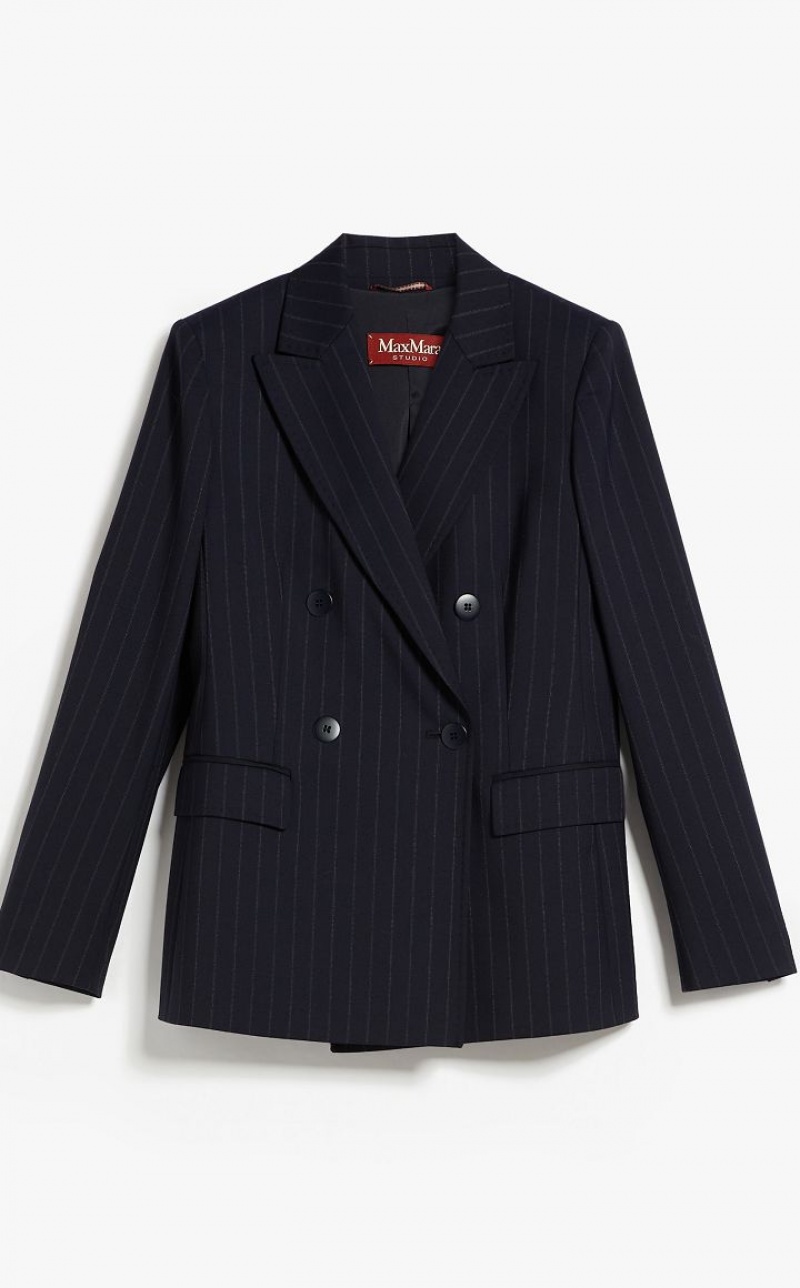 Blazers Max Mara Pinstripe Lana-blend Azul Marino | MMR594069