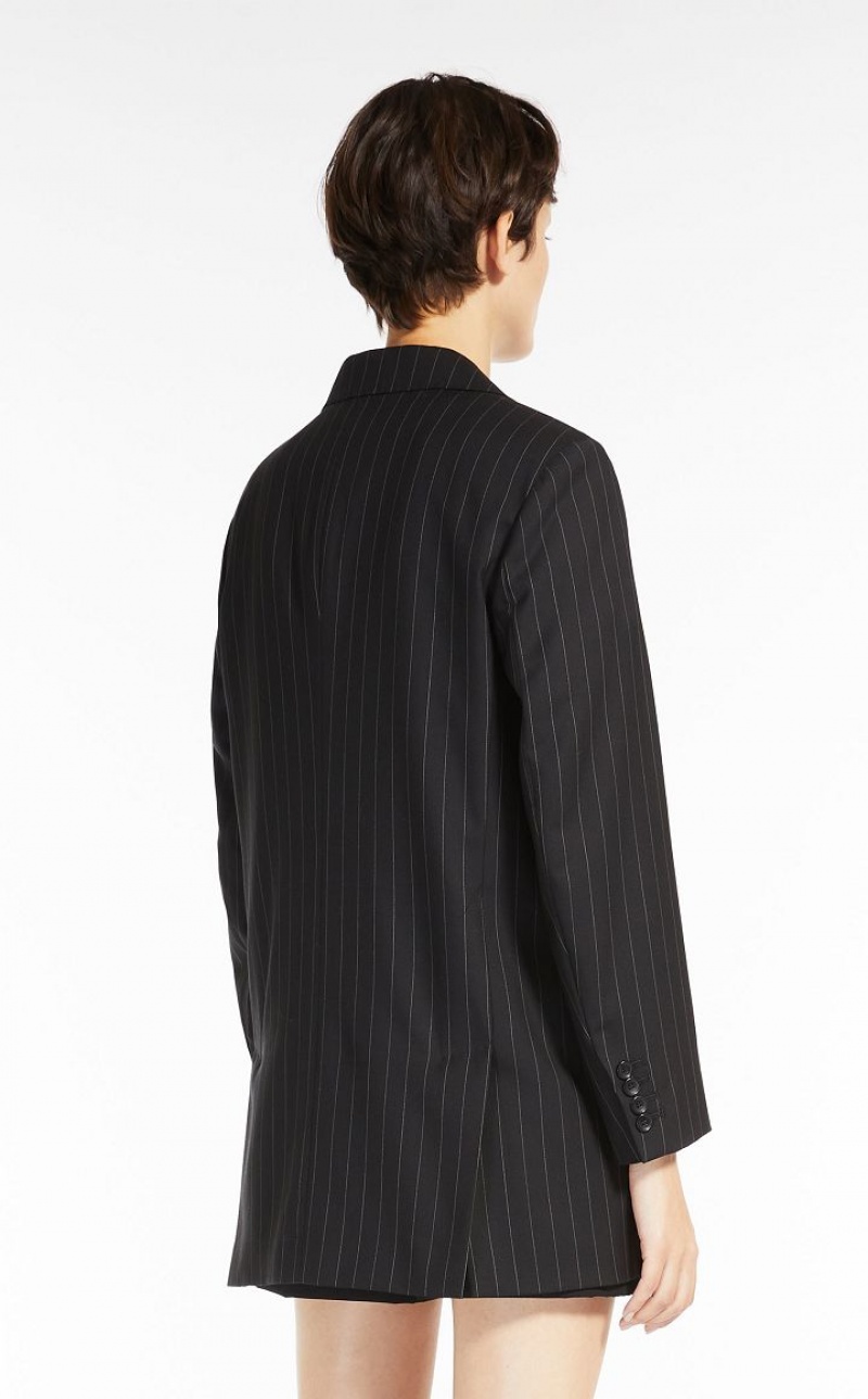 Blazers Max Mara Single-breasted In Pinstriped Lana Negras | MMR594060