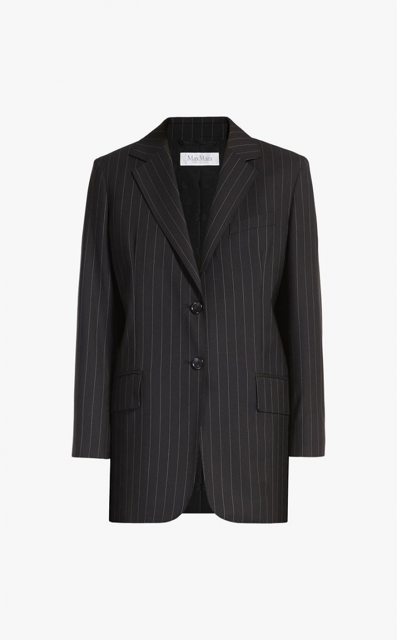 Blazers Max Mara Single-breasted In Pinstriped Lana Negras | MMR594060