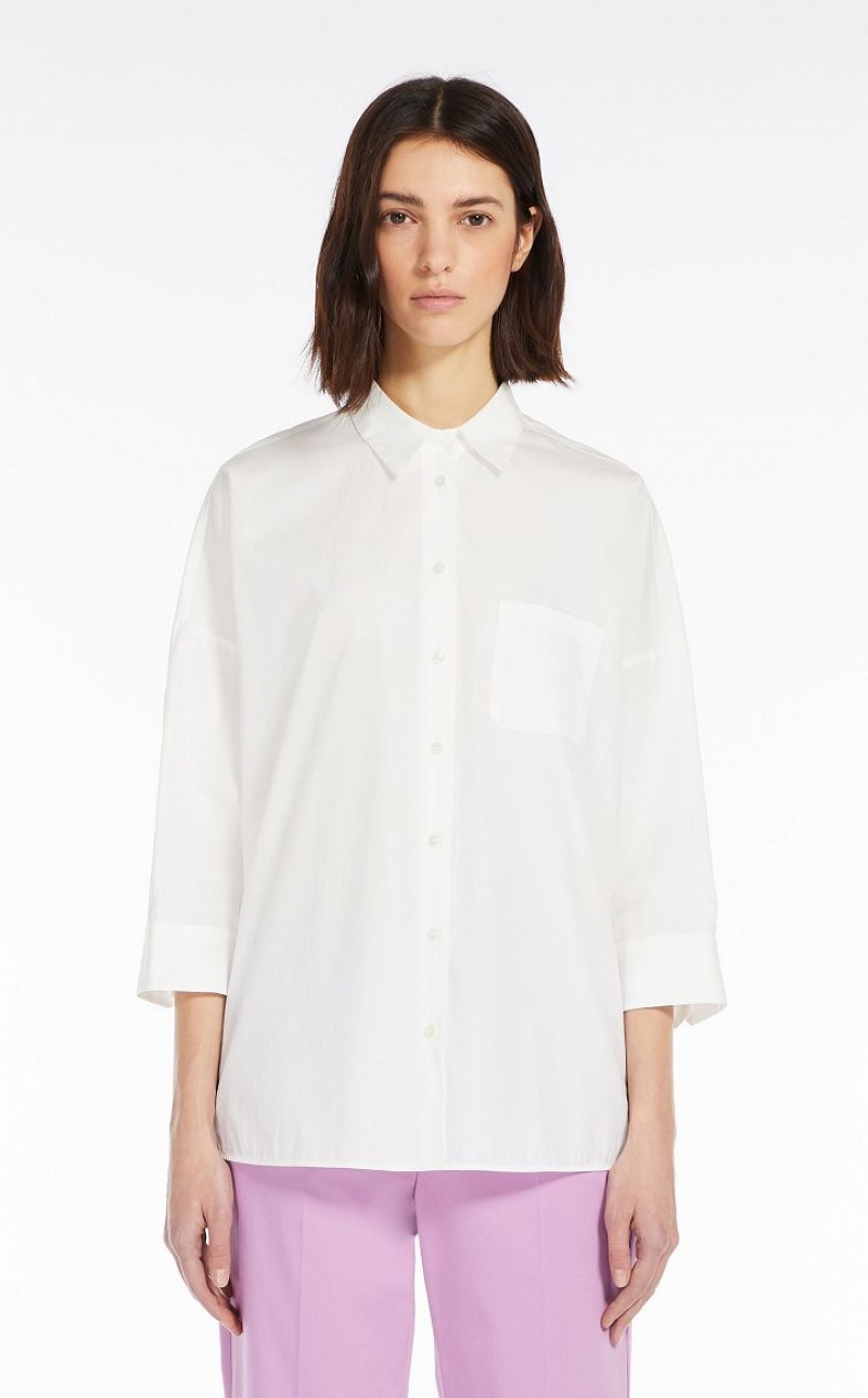Blusa Max Mara Shirt In Organic Algodon Poplin Blancas | MMR593617
