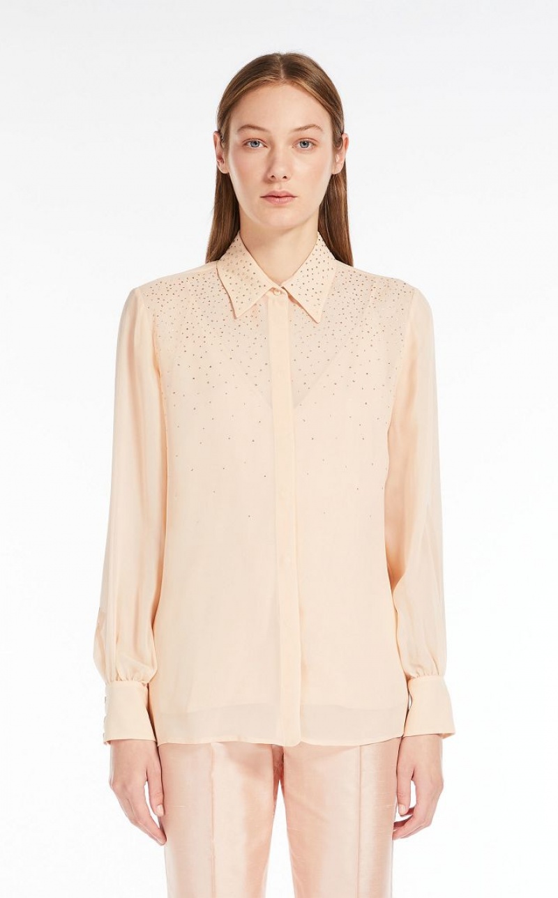 Blusa Max Mara Silk Georgette Rosas Claro | MMR593578