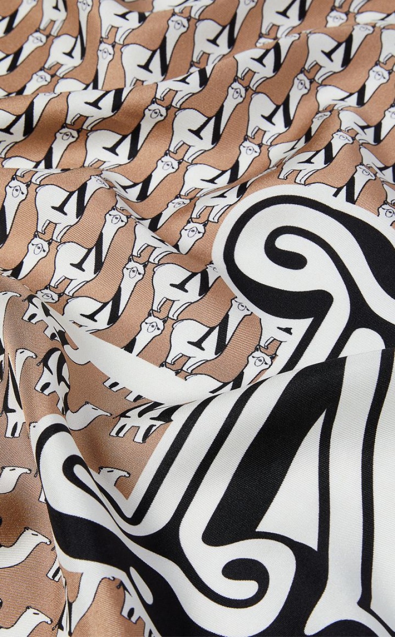 Bufandas Max Mara Printed Silk Foulard Marrones | MMR594265