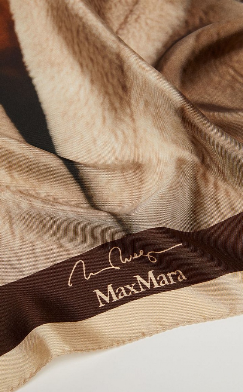 Bufandas Max Mara Printed Silk Scarf Marrones | MMR594271