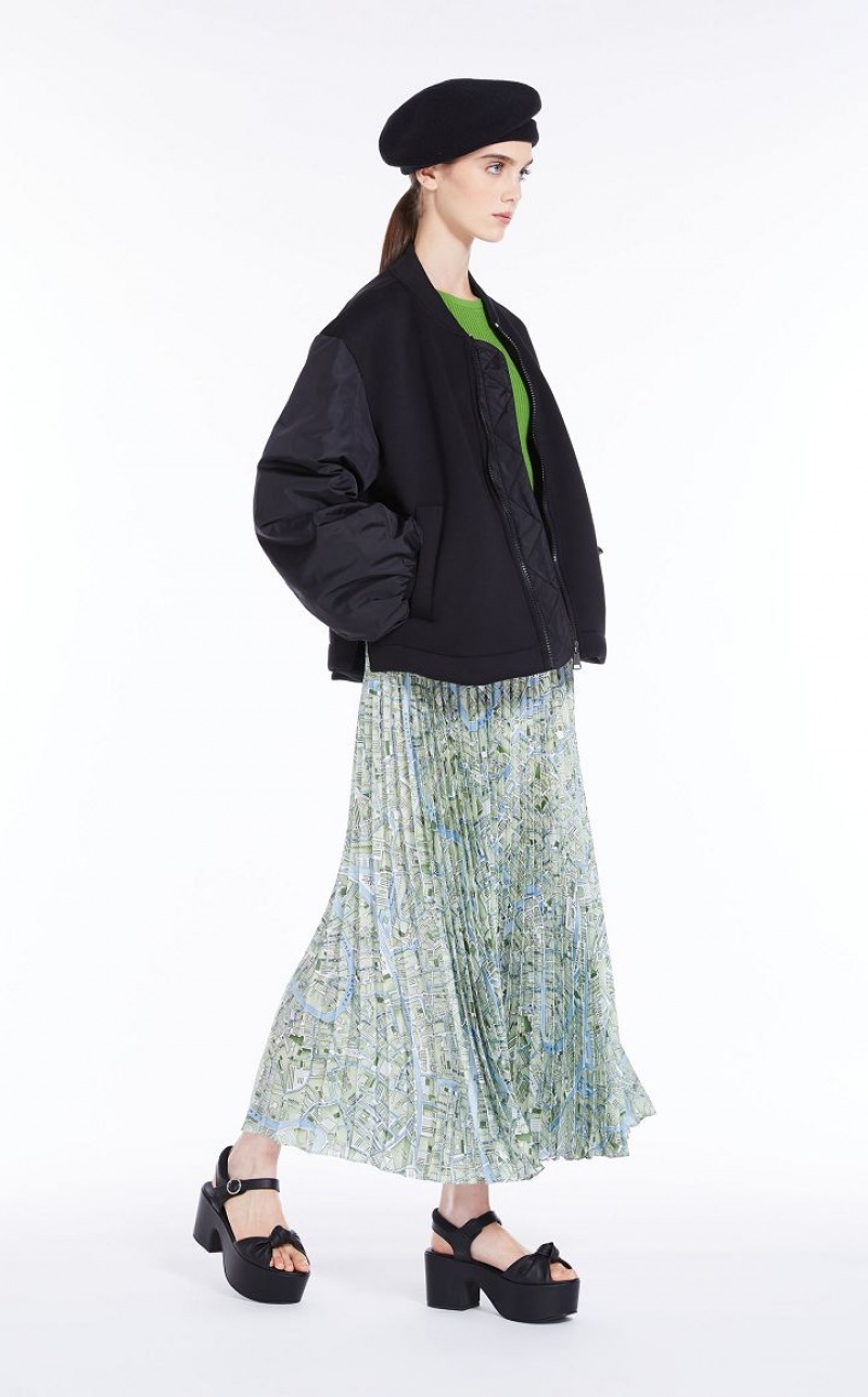 Falda Max Mara Plisado In Printed Twill Verde | MMR593715