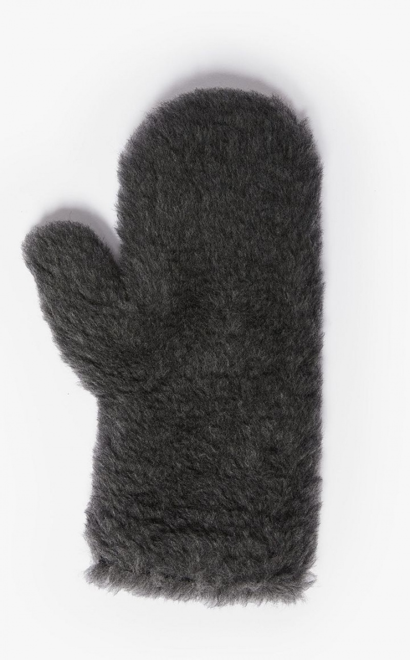 Guantes Max Mara Mittens In Teddy Fabric Gris Oscuro | MMR594230