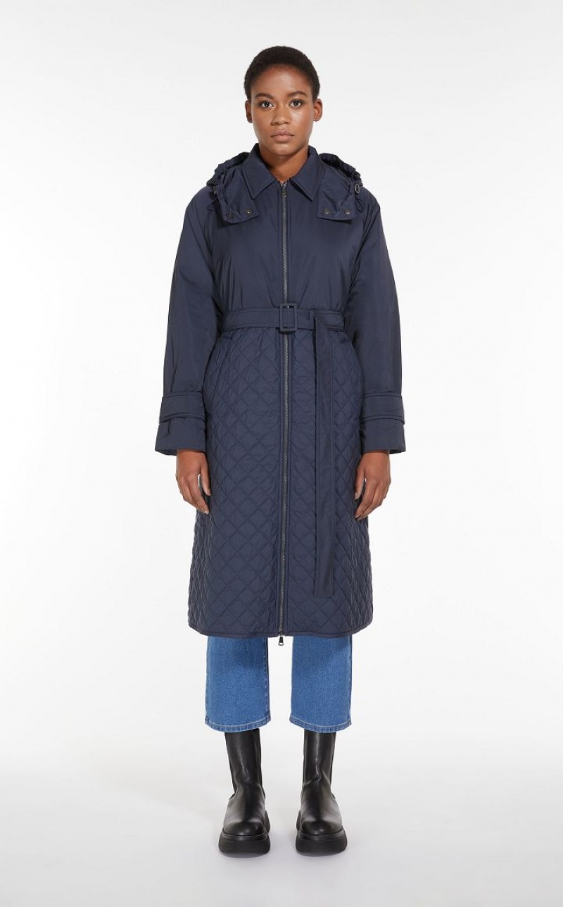 Padded Max Mara Acolchado Coat In Showerproof Fabric Azul Marino | MMR593967