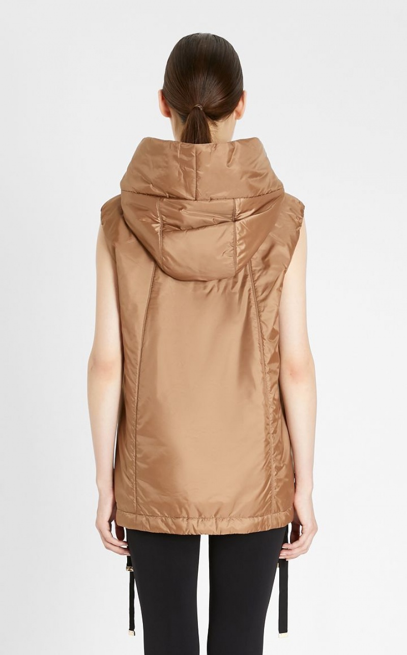 Padded Max Mara Agua-resistant Technical Lona Gilet Cafe | MMR594002