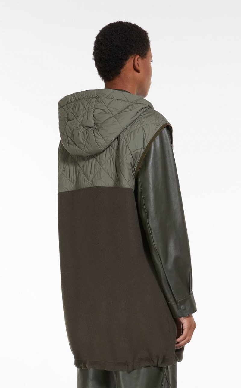 Padded Max Mara Gilet In Technical Fabric And Lana Verde Menta | MMR593988