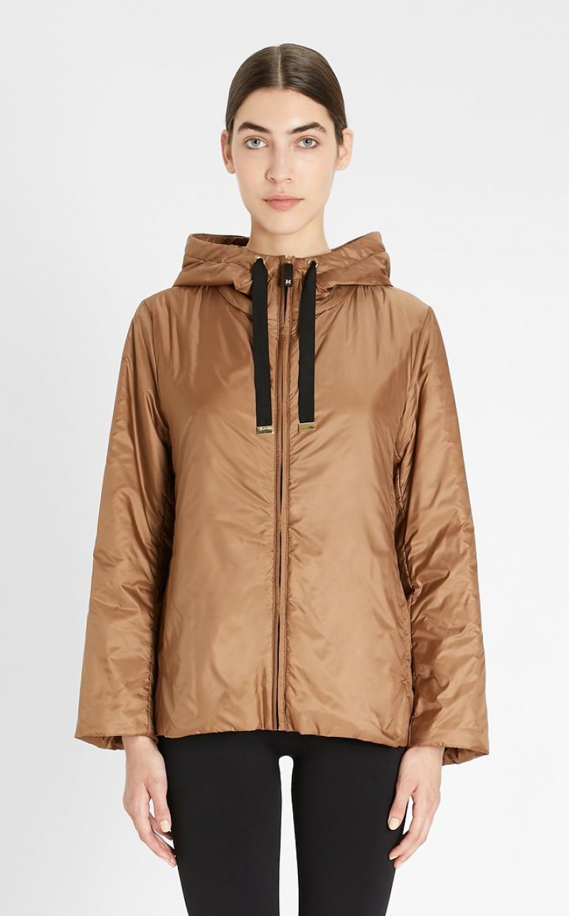 Padded Max Mara Travel Jacket In Agua-resistant Technical Lona Cafe | MMR594009