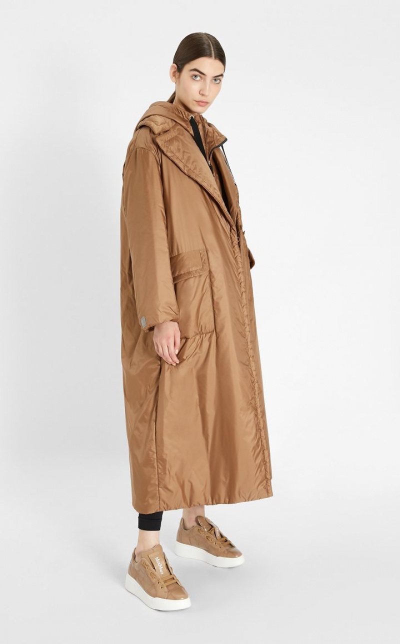 Padded Max Mara Travel Jacket In Agua-resistant Technical Lona Cafe | MMR594009