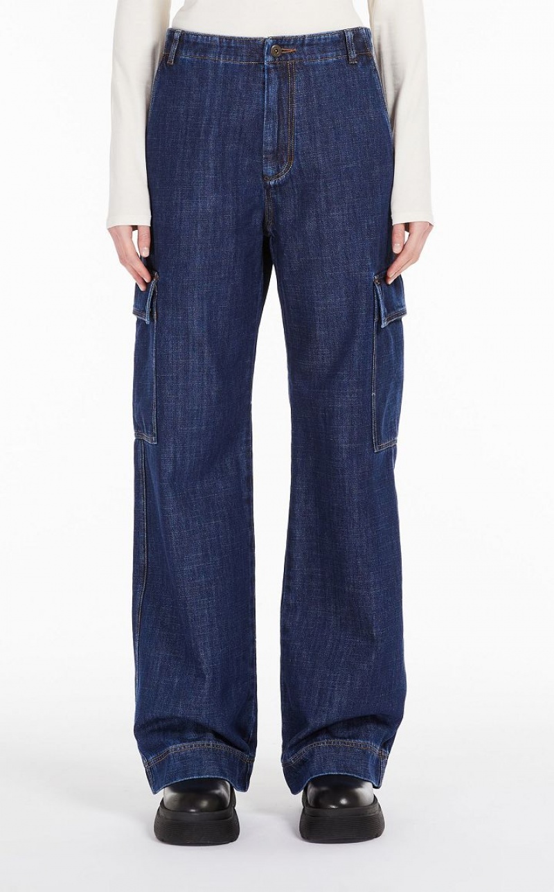 Pantalones Max Mara Algodon Denim Azul Marino | MMR593784