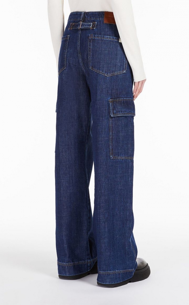 Pantalones Max Mara Algodon Denim Azul Marino | MMR593784