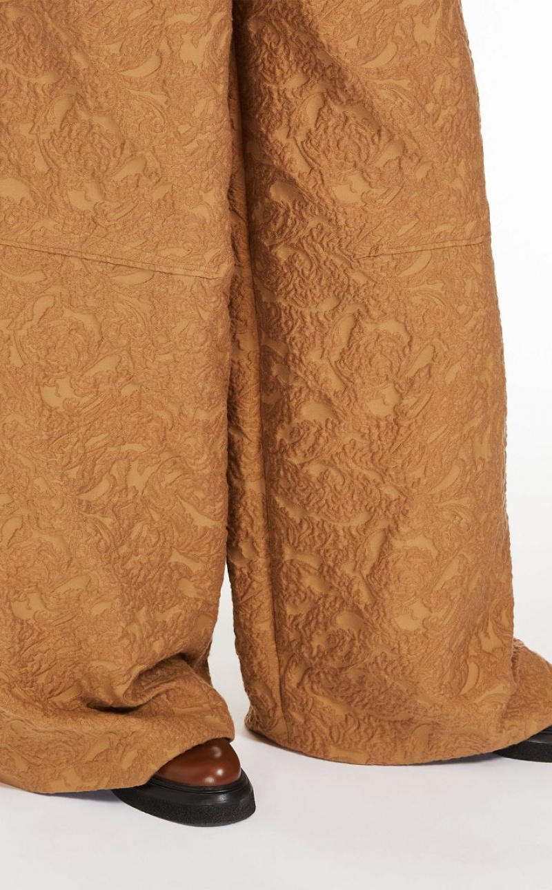Pantalones Max Mara Anchos In Brocade Jacquard Marrones | MMR593739