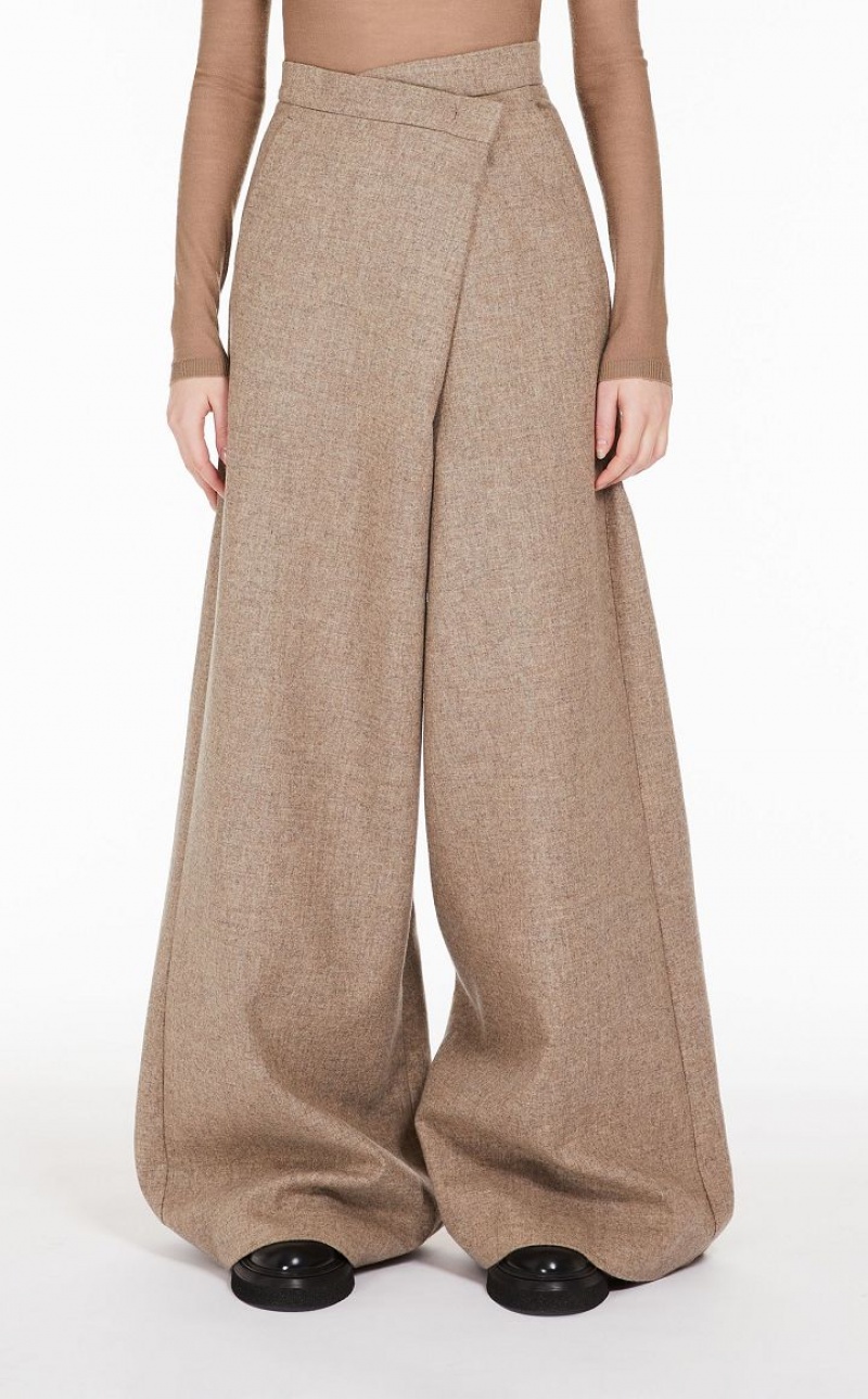 Pantalones Max Mara Anchos, Lana And Cashmere Marrones | MMR593738