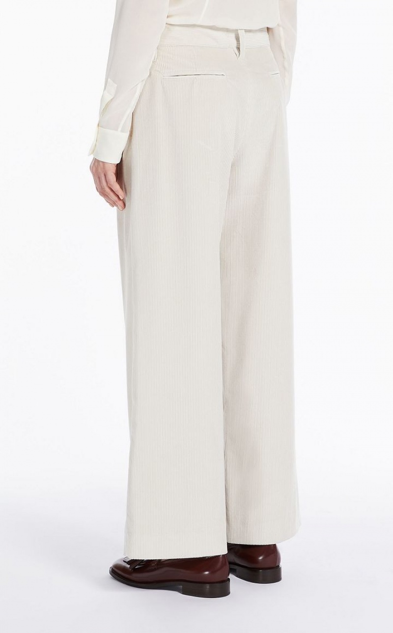 Pantalones Max Mara Anchos-fit Velvet Blancas | MMR593774