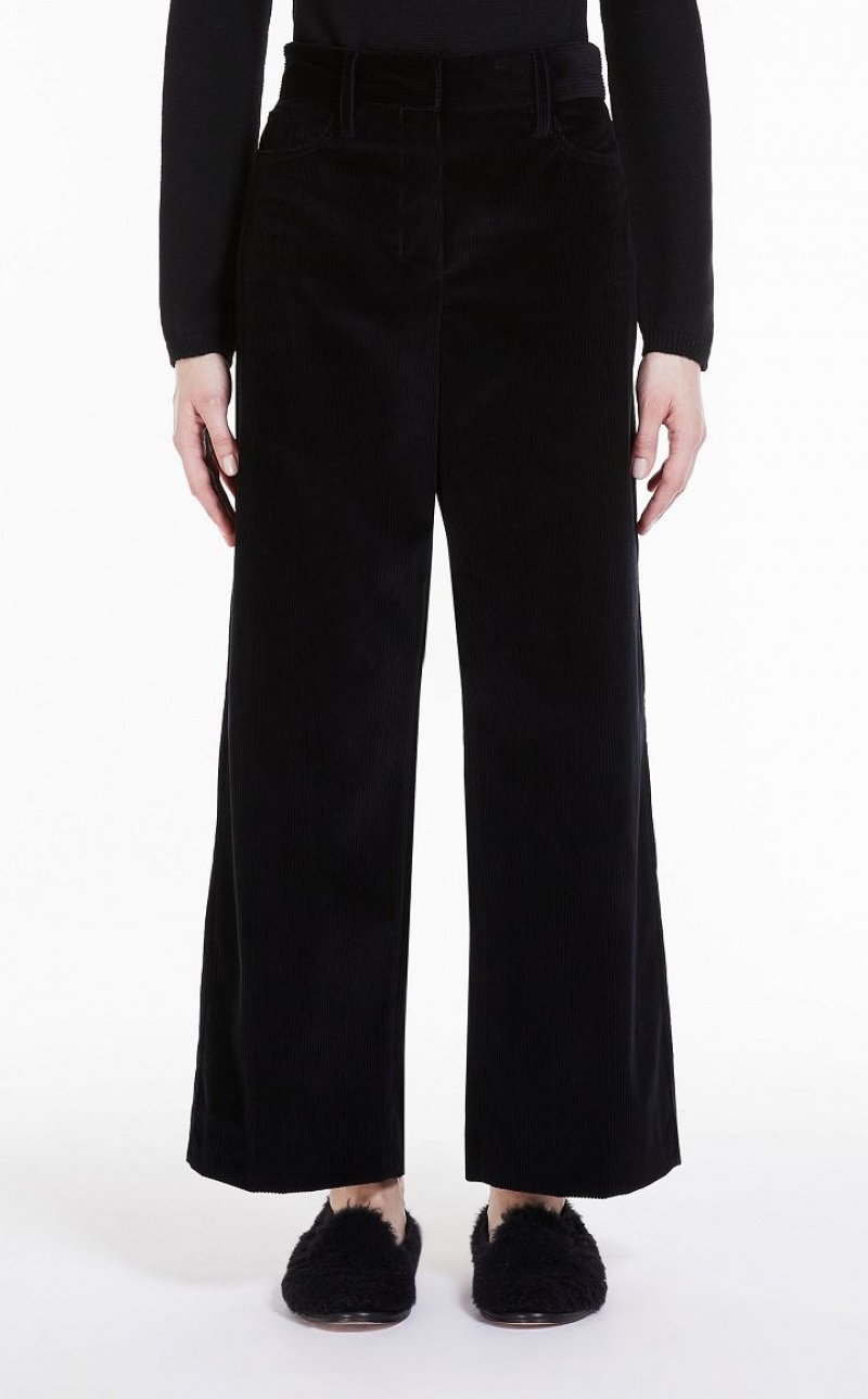 Pantalones Max Mara Anchos-fit Velvet Negras | MMR593785