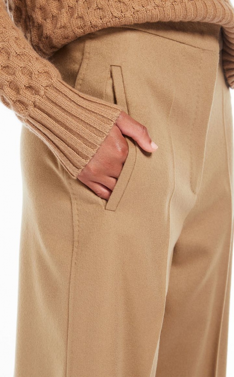 Pantalones Max Mara Cropped Lana Marrones | MMR593787