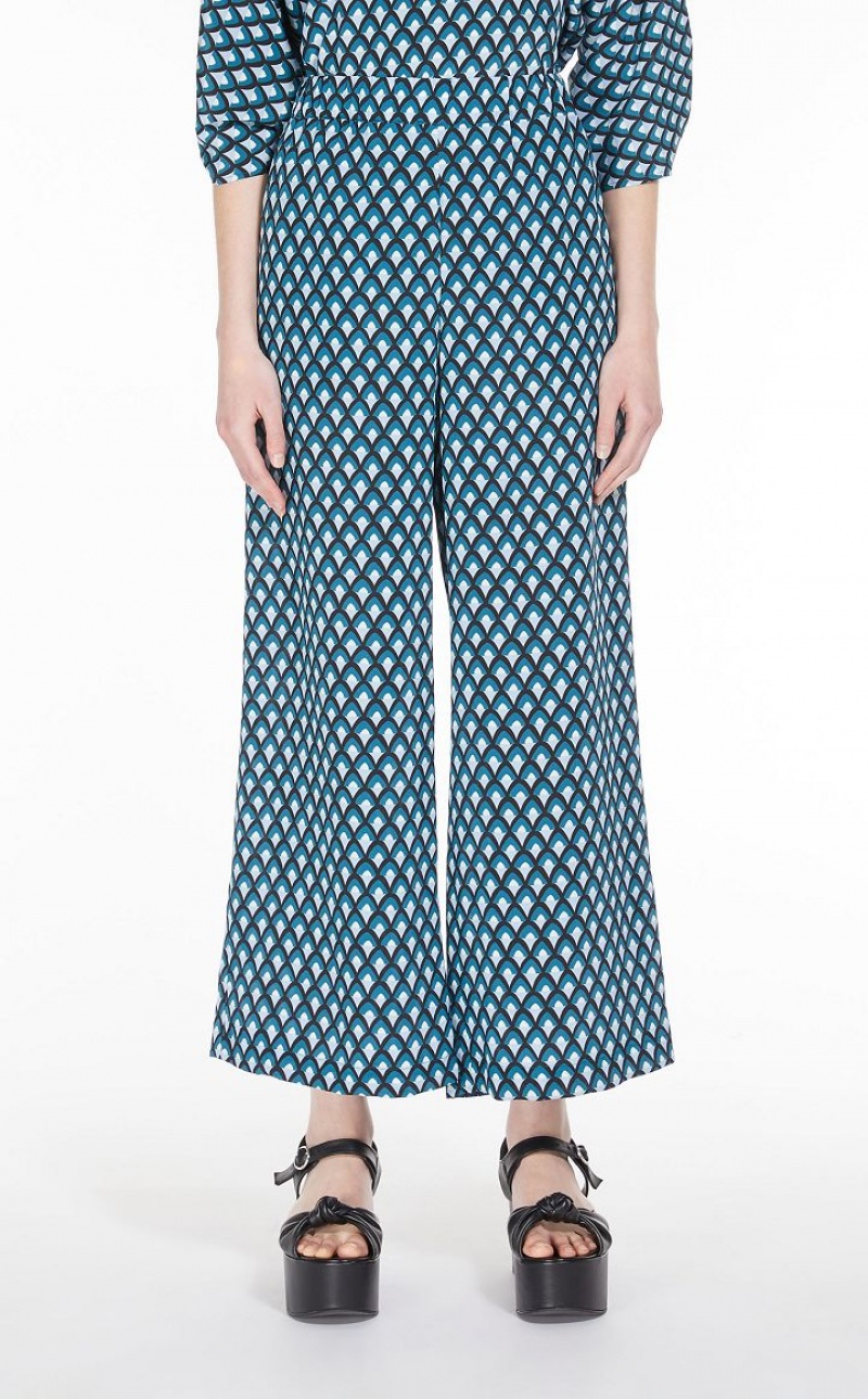 Pantalones Max Mara Cropped Silk Verde Menta | MMR593826