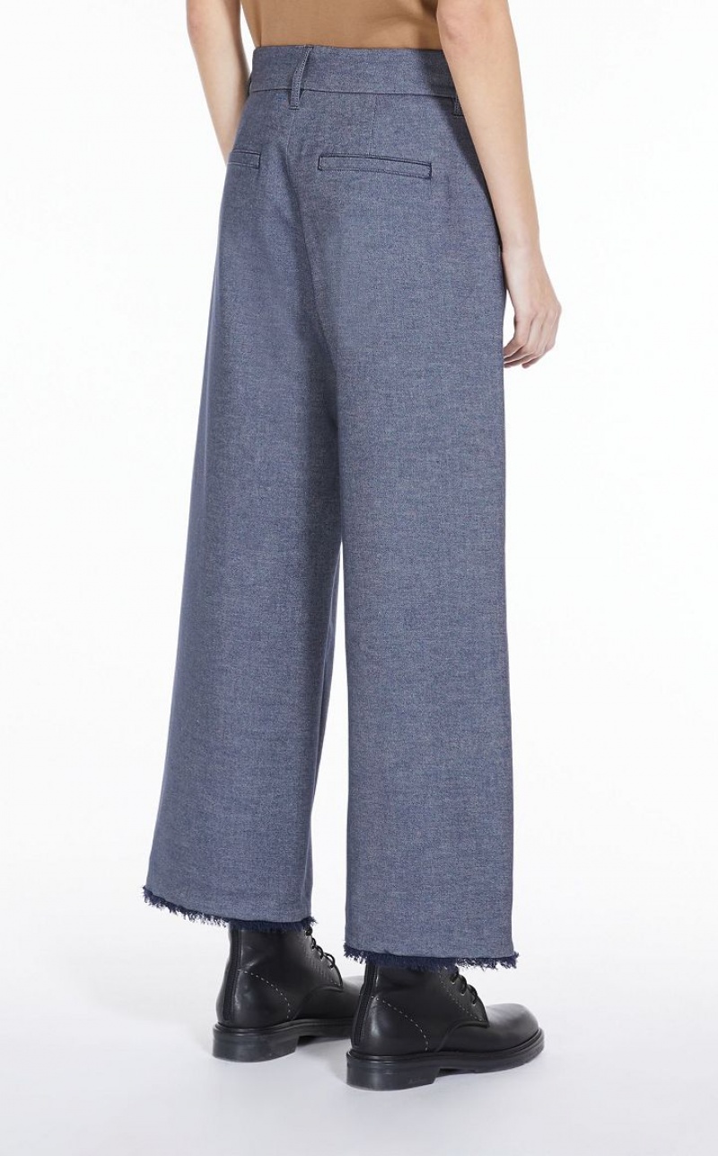 Pantalones Max Mara Denim-look Fabric Azul Marino | MMR593794