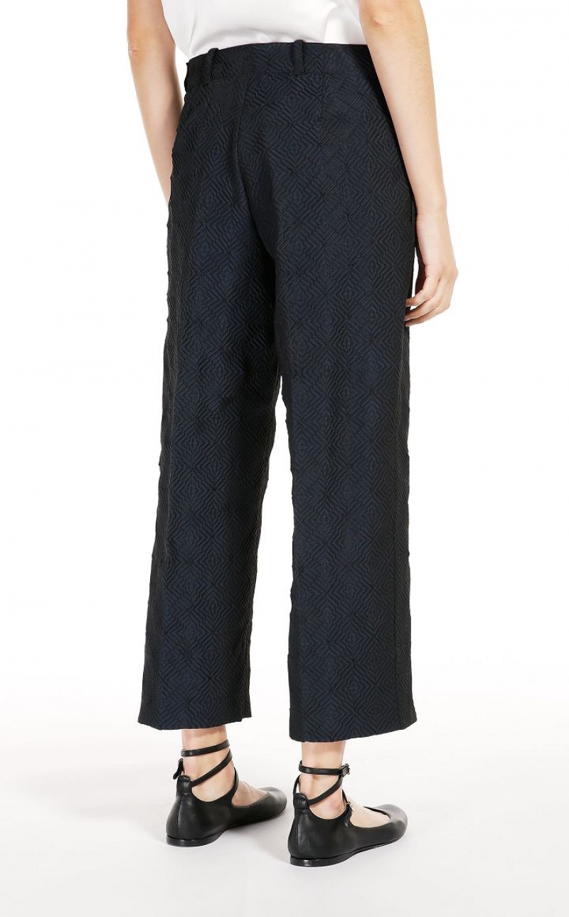 Pantalones Max Mara Directo-fit Jacquard Fabric Azul Marino | MMR593749