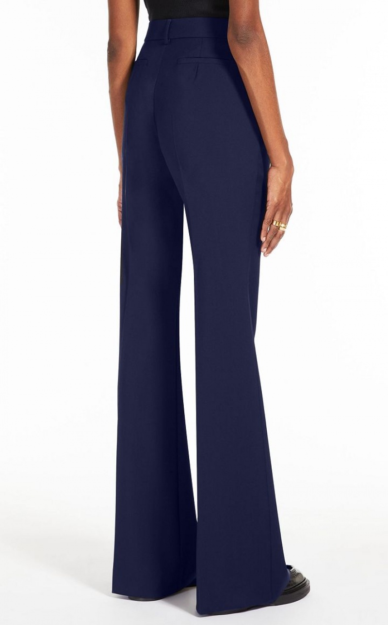 Pantalones Max Mara Flared Pure Lana Azul Marino | MMR593750