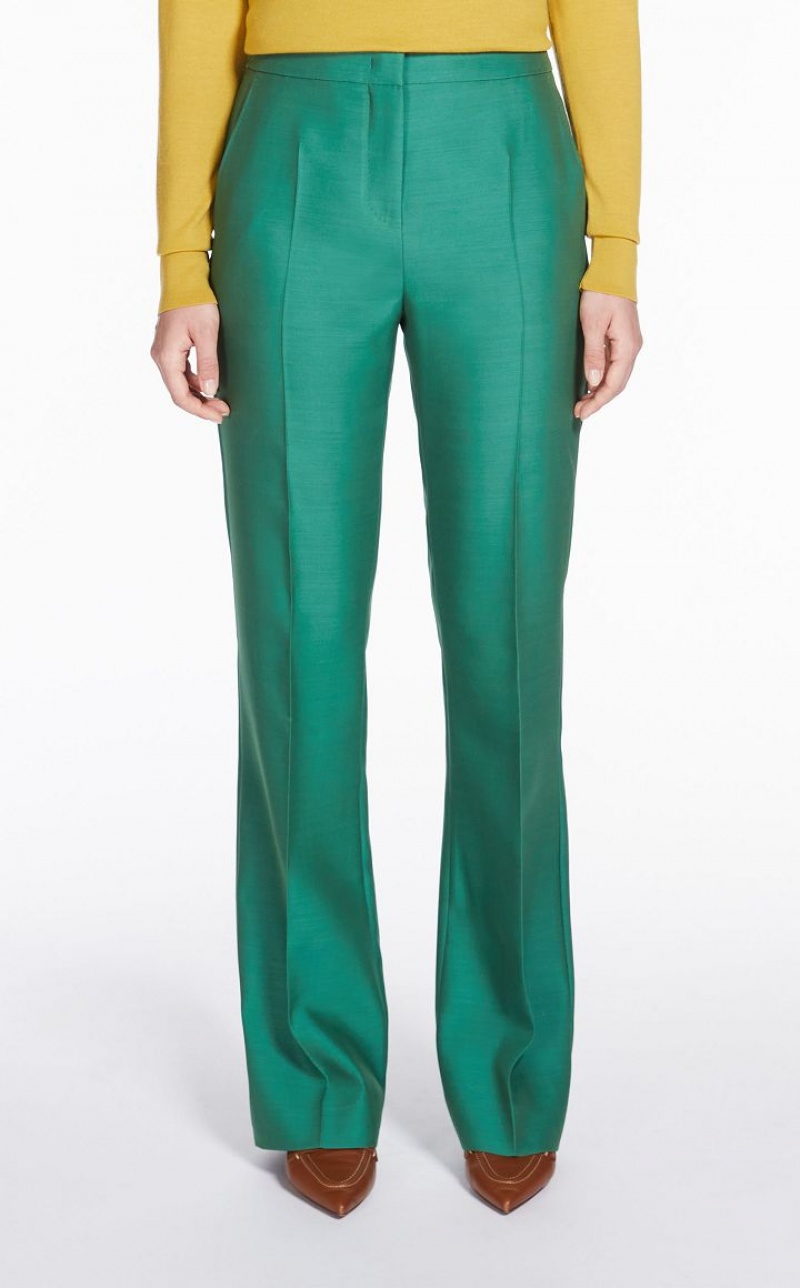 Pantalones Max Mara Lana And Silk Double-fabric Verde | MMR593743