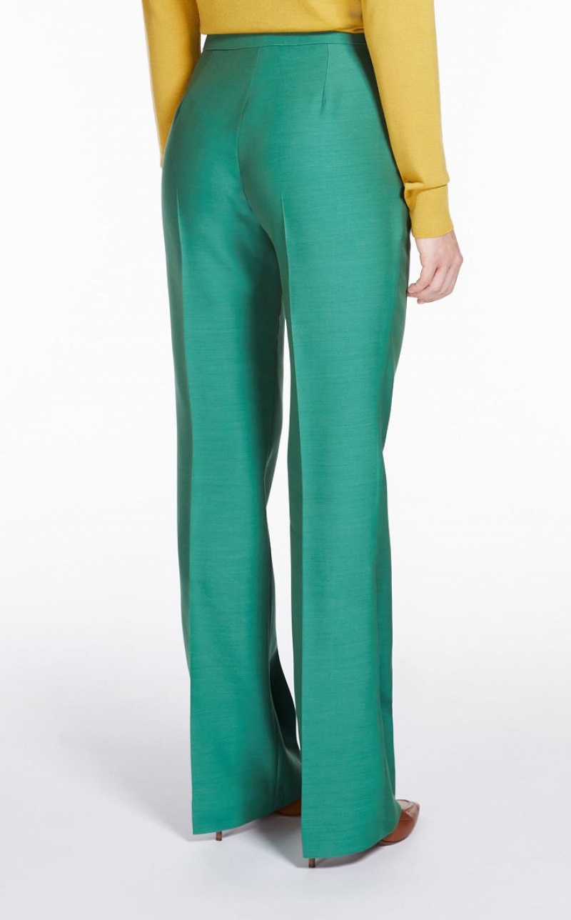 Pantalones Max Mara Lana And Silk Double-fabric Verde | MMR593743