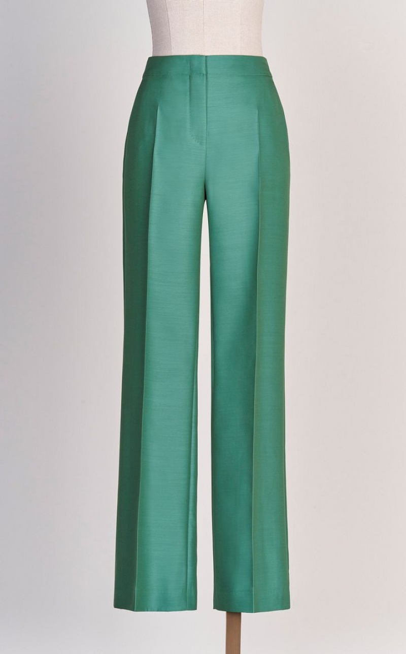 Pantalones Max Mara Lana And Silk Double-fabric Verde | MMR593743