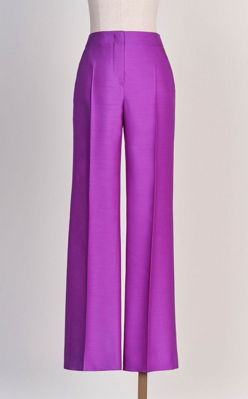 Pantalones Max Mara Lana And Silk Double-fabric Moradas | MMR593745