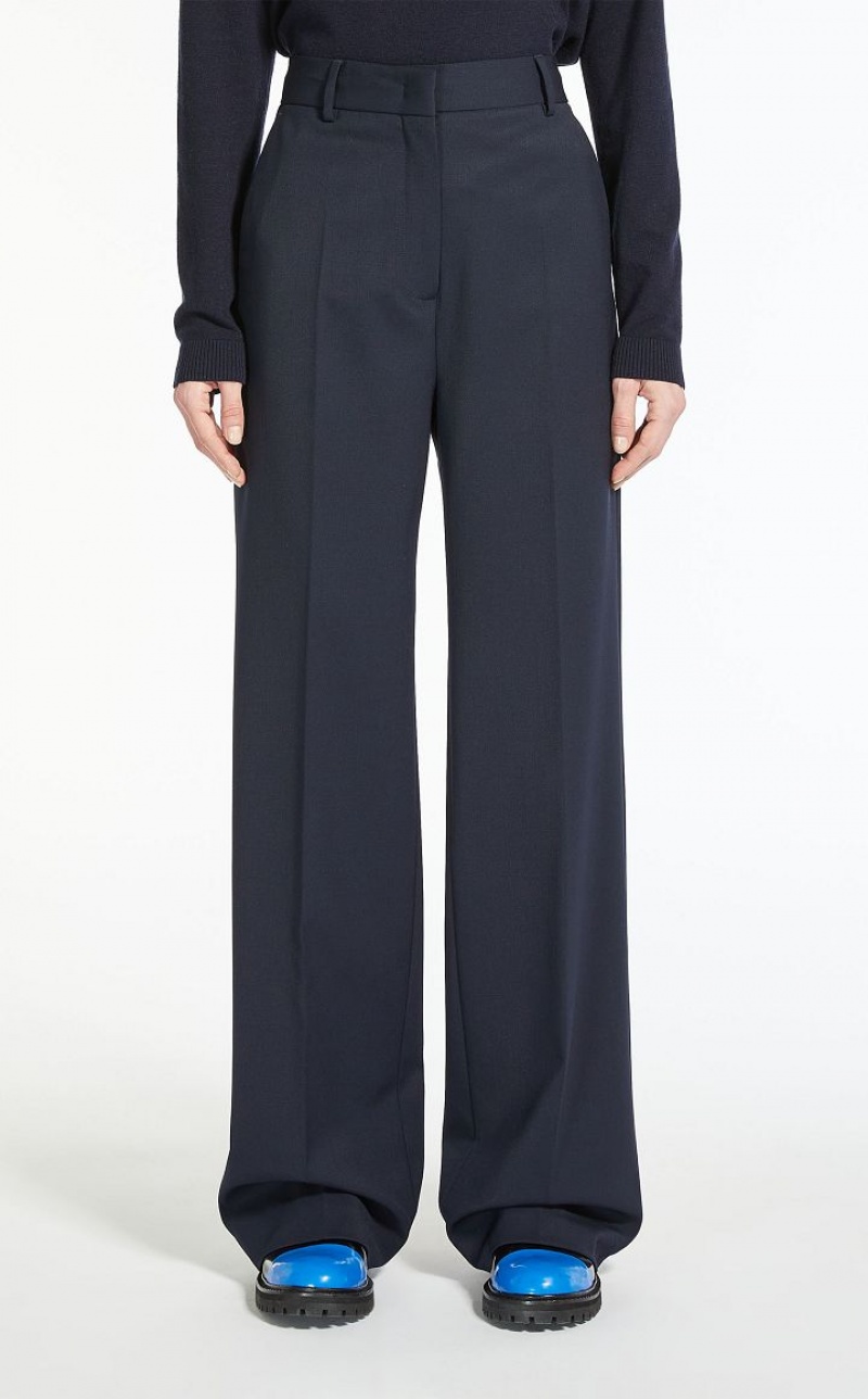 Pantalones Max Mara Lana And Technical Fabric Azul Marino | MMR593811