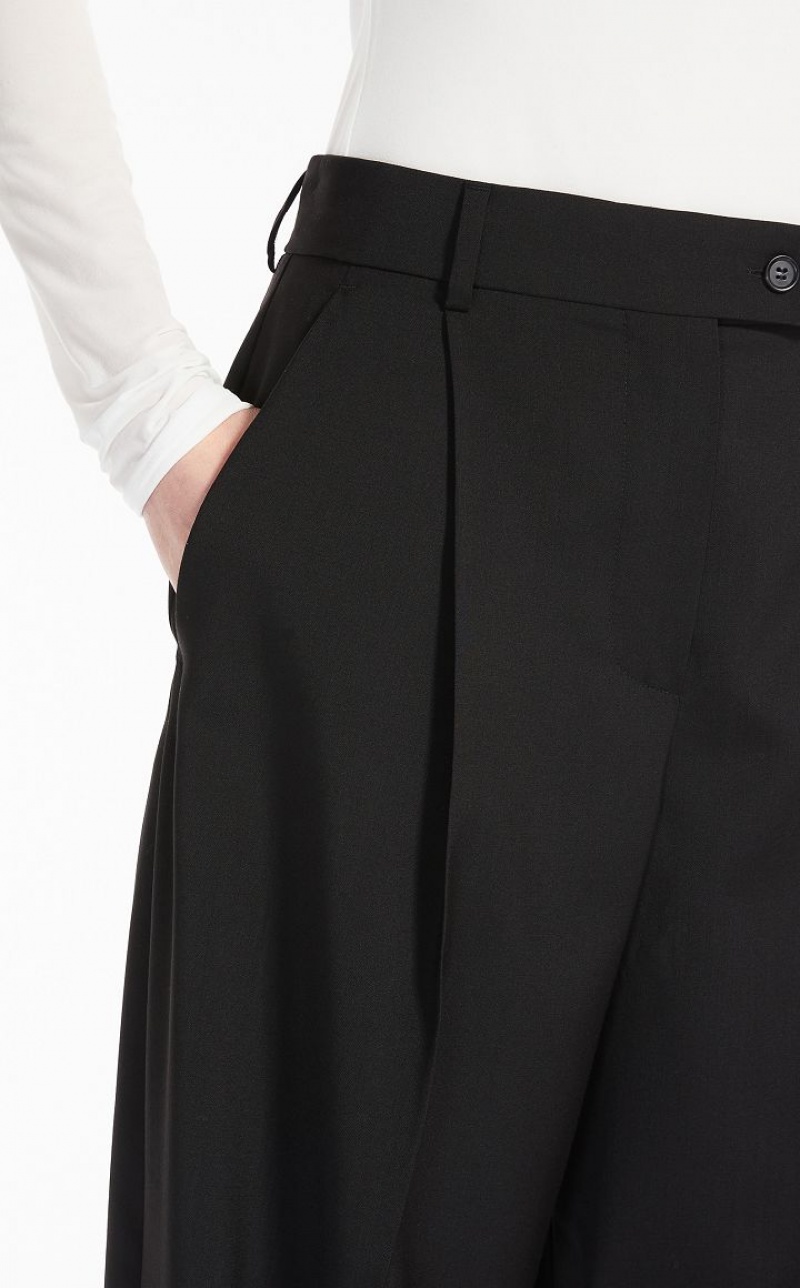 Pantalones Max Mara Oversized Stretch Lana Negras | MMR593788