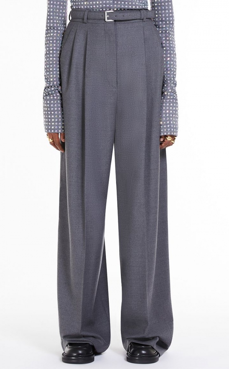 Pantalones Max Mara Oversized Stretch Lana Gris | MMR593806