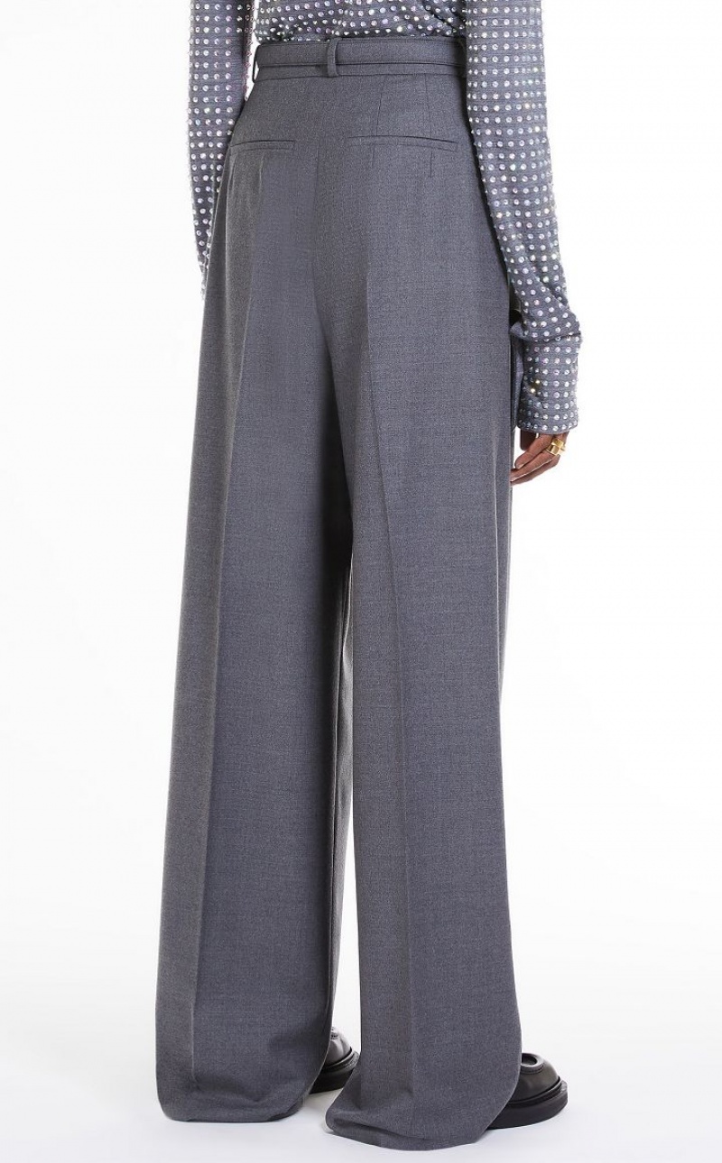 Pantalones Max Mara Oversized Stretch Lana Gris | MMR593806