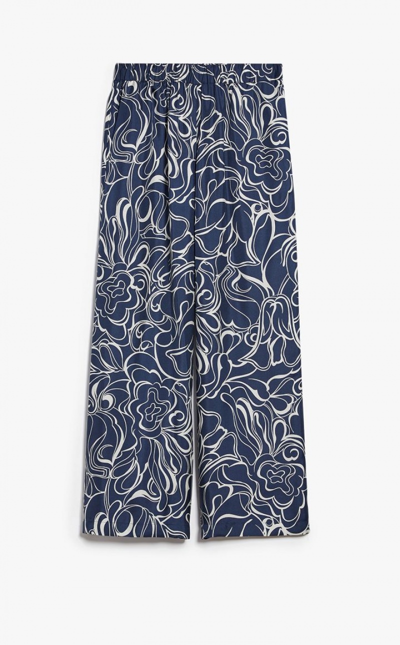 Pantalones Max Mara Printed Silk Azul Marino | MMR593802