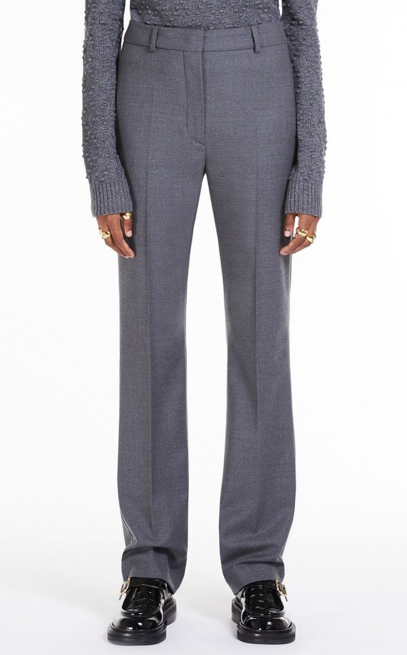 Pantalones Max Mara Slim-fit Flannel Gris | MMR593781