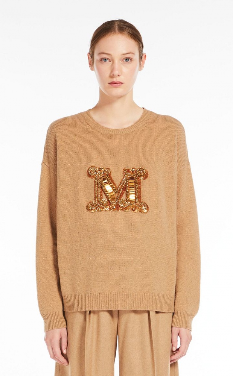 Prendas De Punto Max Mara Jewel Embroidered Cashmere Marrones | MMR593426