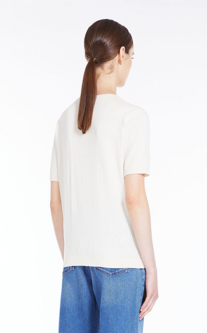 Prendas De Punto Max Mara Silk Blend T-shirt Blancas | MMR593460