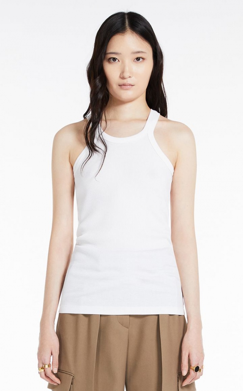 Tops Max Mara Silk-blend Jersey Vest Blancas | MMR593650
