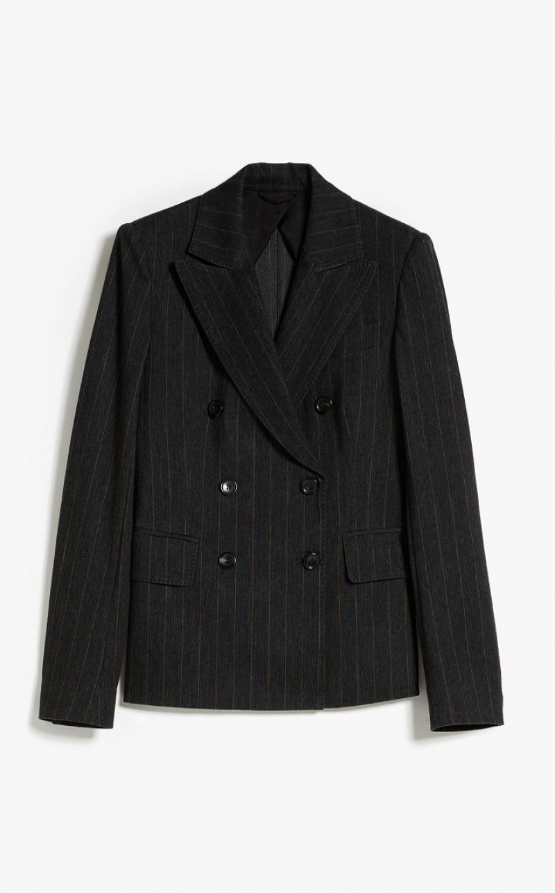 Traje Max Mara Double-breasted In Pinstriped Jersey Gris Oscuro | MMR593495