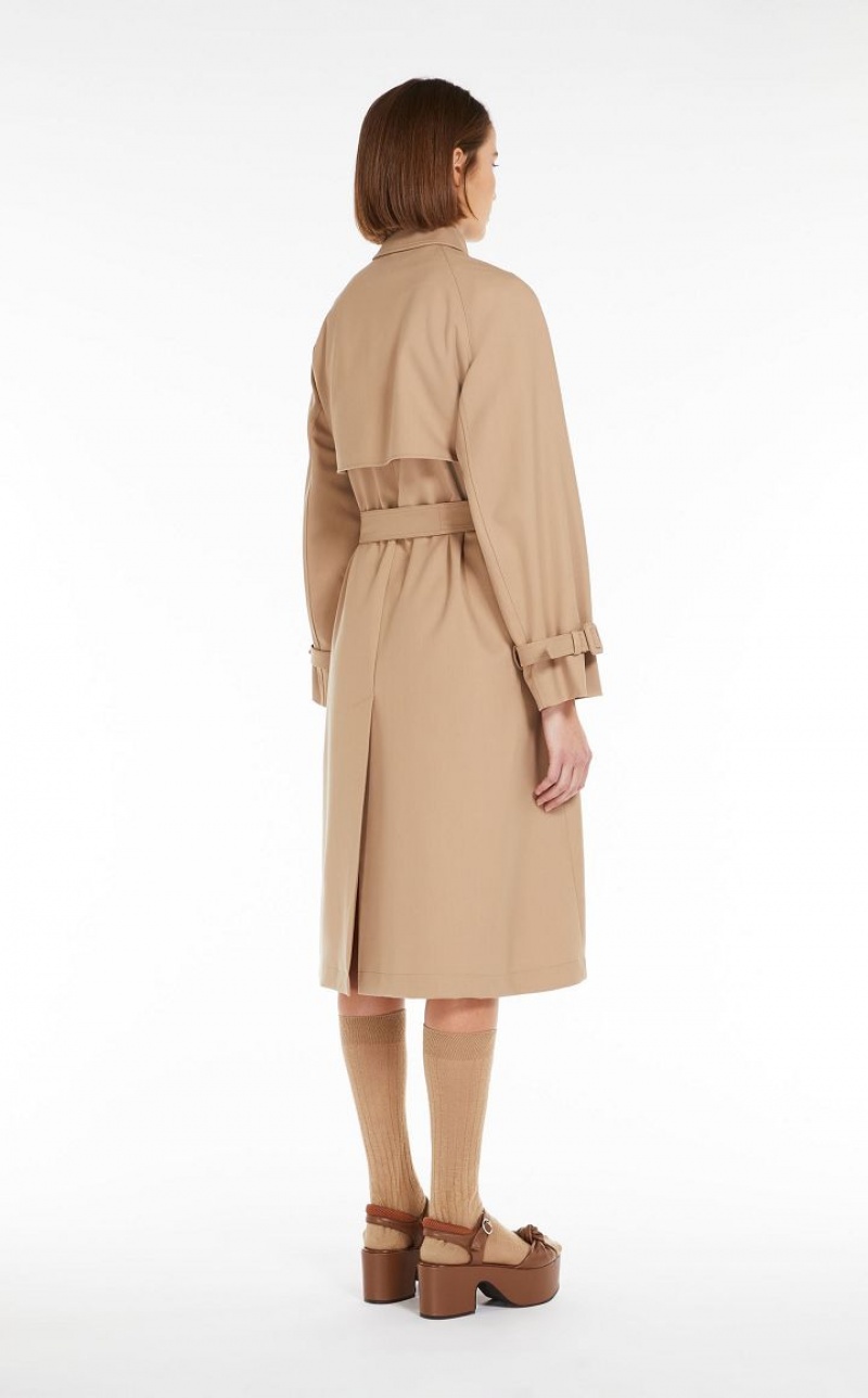 Trench Max Mara Double-breasted In Showerproof Fabric Marrones | MMR593943
