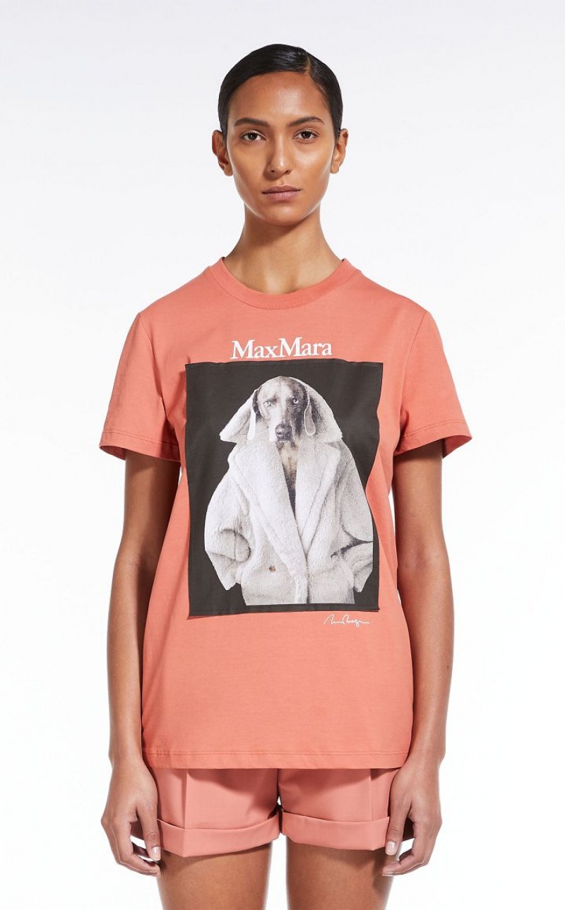 T-shirt Max Mara Algodon With Wegman Print Rosas | MMR593660