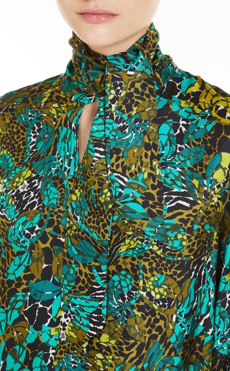 Vestido Max Mara Printed Silk Shirt Verde Oliva Verde | MMR593360