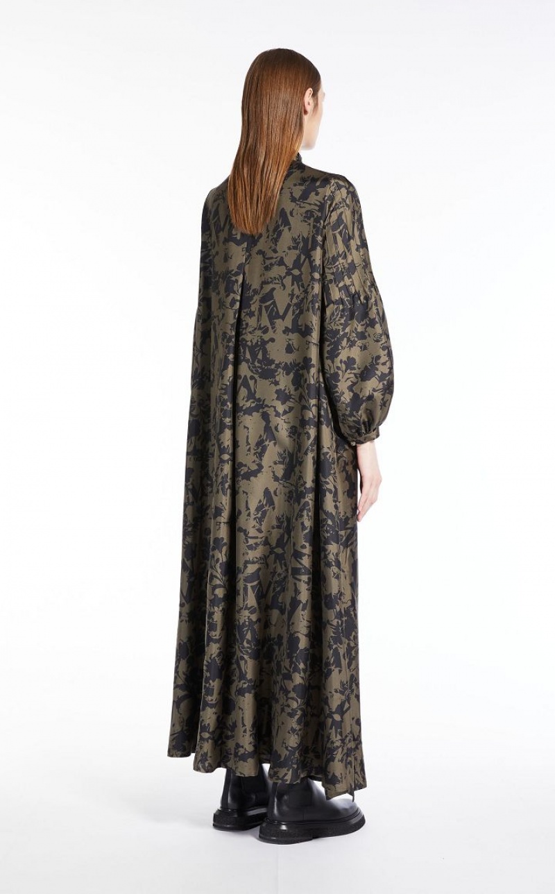 Vestido Max Mara Printed Silk Twill Verde Menta | MMR593323