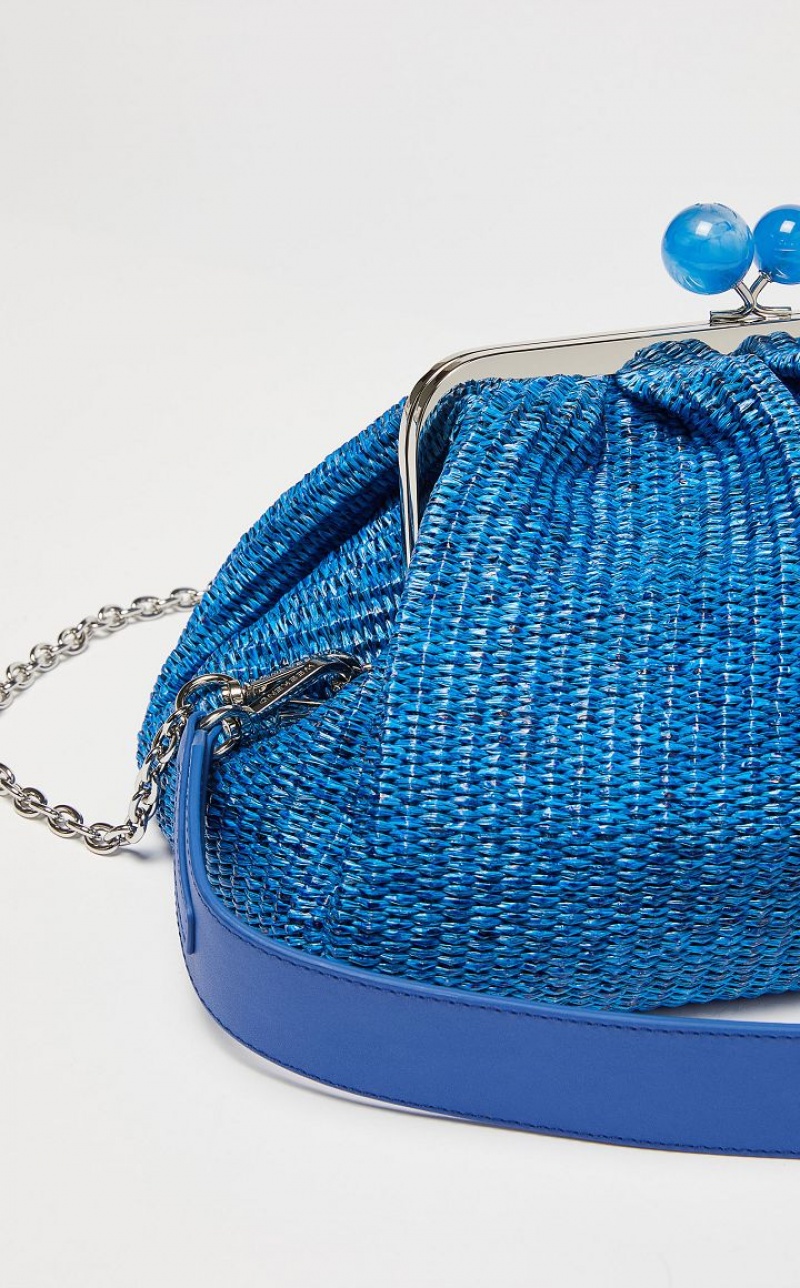 Weekend Bag Max Mara Medium Pasticcinoin Raffia Azules | MMR594142